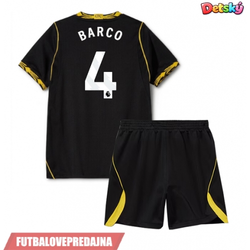 Lacne Dětský Futbalové dres Chelsea Valentin Barco #4 2026-27 Krátky Rukáv - Preč (+ trenírky)